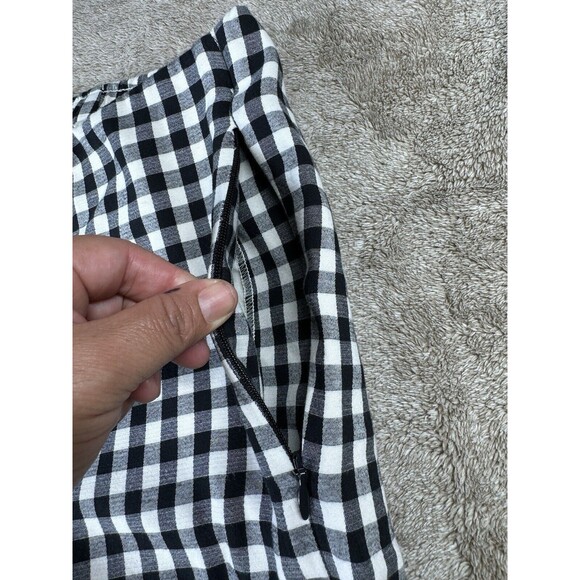 J JILL Essential Cotton Stretch I Black Cream Check Pull On Pants I Women’s Sz 8 - Picture 5 of 13
